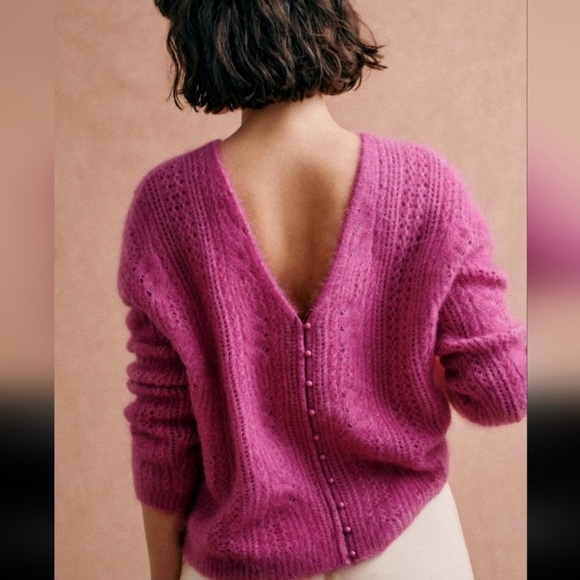 Sézane Susanna Kid Mohair/Wool Cardigan in Wisteria - NWOT - Picture 2 of 10